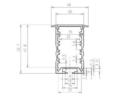 Aluminium Powerline Profiel verzonken 30 Micron  2M