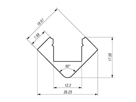 Aluminium 45 graden Profiel 15 Micron 2M