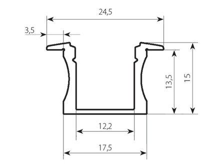 Aluminium Profiel 15mm verzonken 15 Micron 2M