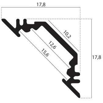 Aluminium Profiel 45&ordm; 17.8x17.8mm 8 Micron 2M