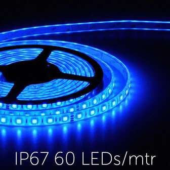 Flexibele LED Strip 5050 Blauw 60leds/mtr IP67 