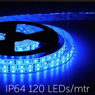 Flexibele LED Strip 5050 Blauw 120leds/mtr IP64 