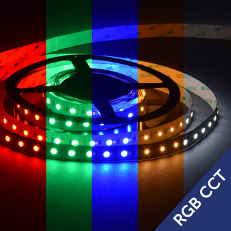 Flexibele LED Strip 5050&amp;2835 RGB + CCT 120LEDs/mtr IP20 24VDC