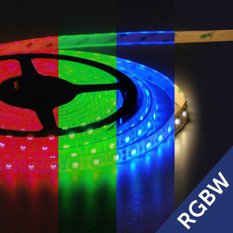 Flexibele LED Strip 5050 RGB + WarmWhite 60LEDs/mtr IP44 24VDC