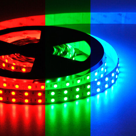 Flexibele LED Strip 5050 RGB 120leds/mtr IP20 24VDC