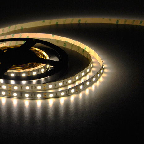 Flexibele LED Strip 5050 WarmWhite 3000K 60leds/mtr IP20