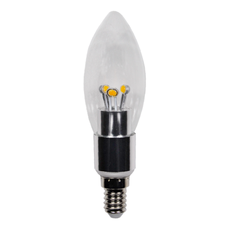 LED Candle 3W (Epistar) WarmWhite 2300K E14 230V AC Clear