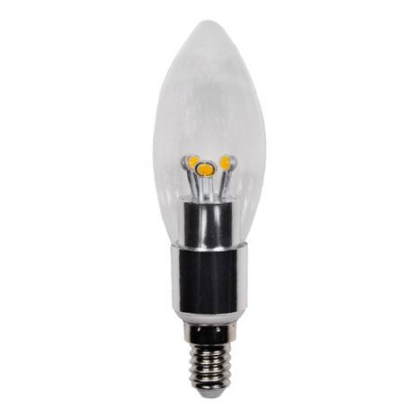 LED Candle 4W (Epistar) WarmWhite 2300K E14 230V AC Clear