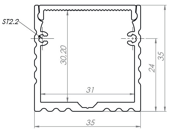 Aluminium Lichtbron (Armatuur) Profiel 35 Micron  2M