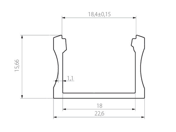 Aluminium Profiel Slimline 15mm wide 2M