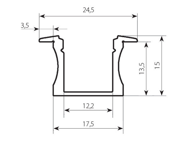 Aluminium Profiel 15mm verzonken 15 Micron 2M