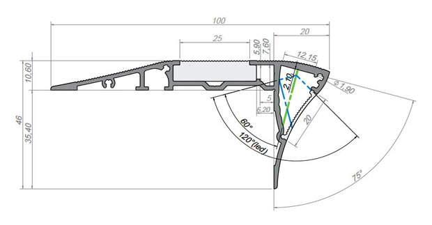 Aluminium Trap Profiel (dubbele strip) 15 Micron 2M