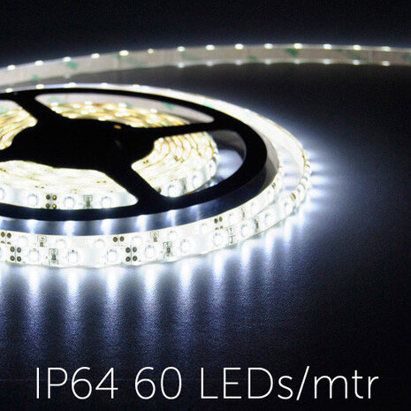 Flexibele LED Strip 3528 CoolWhite 6000K 60LEDs/mtr IP64 