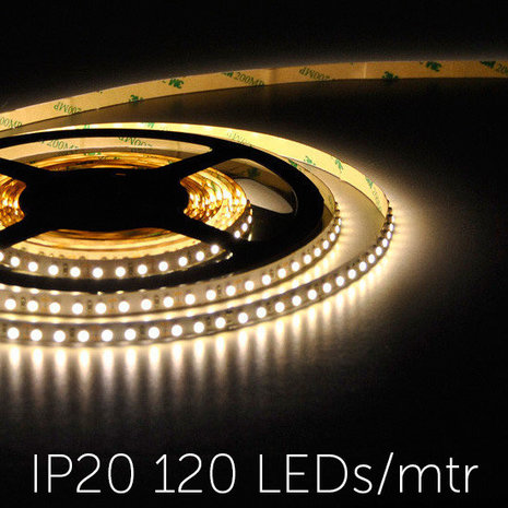 Flexibele LED Strip 3528 WarmWhite 3000K 120LEDs/mtr IP20 