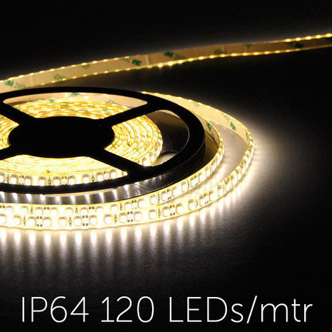 Flexibele LED Strip 3528 WarmWhite 3000K 120LEDs/mtr IP64