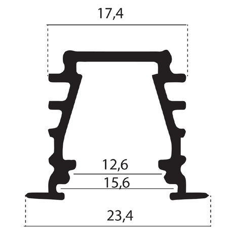 Aluminium Profiel inbouw 23,4mm x 19 2M